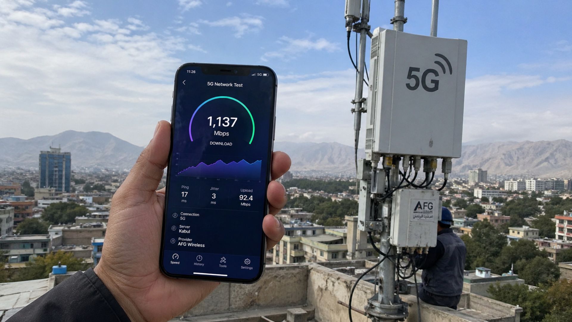کابل کې د لومړي ځل لپاره د 5G انټرنېټ ازمایښتي خدمتونه پېل شول